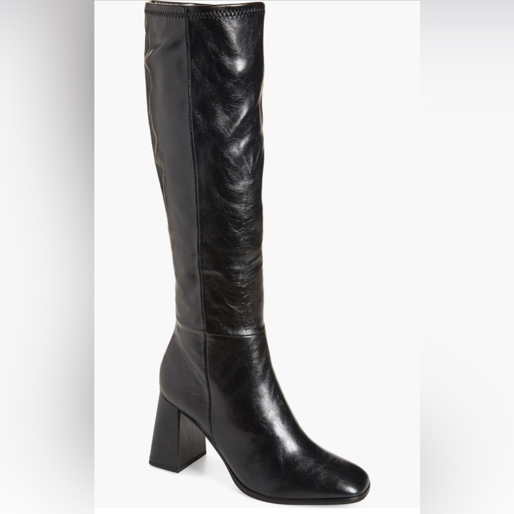 Steve Madden Black Leather Knee-High Boots